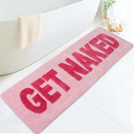 Bath Mat, 50 cm x 150 cm, Black and Pink, Bath Mat, Non-Slip Mat, Washable (Pink, 120 x 45 cm) (1/5)