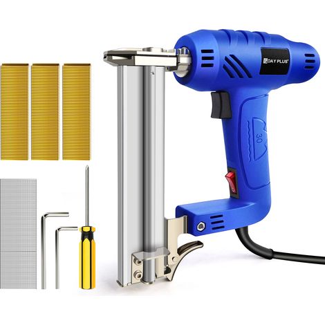 2 in 1 Electric Brad Nailer Stapler 18 Gauge Staple Nail Gun Power Adjustable with 300Pcs 19mm Staple and 100Pcs 25mm Nails 2m Cable for DIY Projects Home Improvement Woodworking Repairing (1/5)