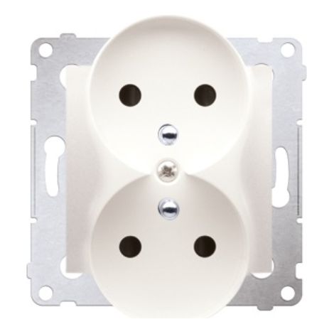 Simon 54 Nature Enchufe doble con/con obturadores 16A, 250V color crema DGZ2MZN.01/41