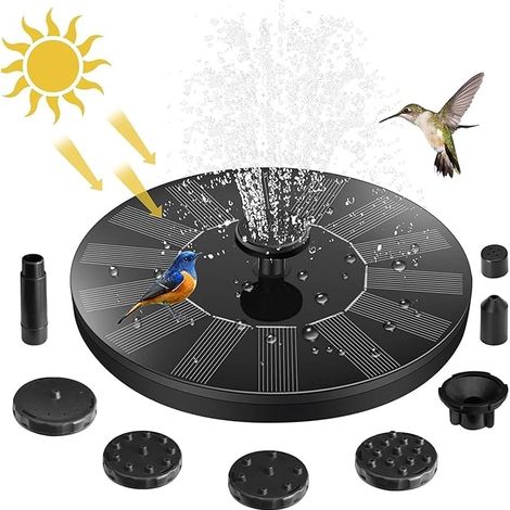 Fontaine solaire extérieure pour bassin, pompe immergée solaire, idéale pour bain d'oiseaux, aquarium ou étang, décoration de jardin avec kit complet (1/5)