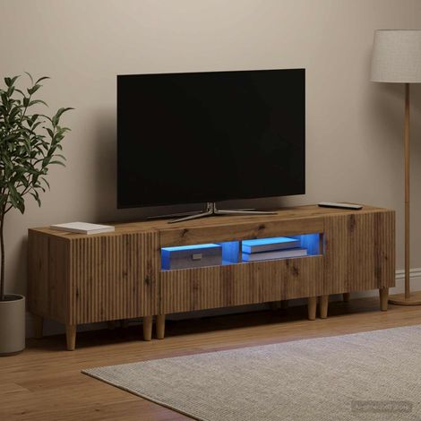vidaXL 3 Piece LED TV Cabinet ARNHEM 3 pcs Artisan Oak Engineered Wood (1/5)