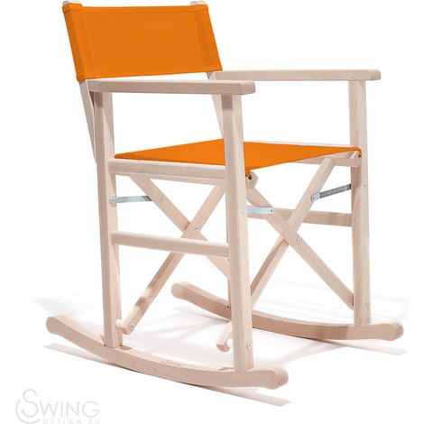 Swing  Arancione sedia seduta dondolo regista playa capri legno tessuto colorata di design made in Italy