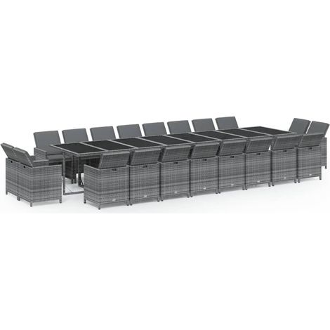 Maison Exclusive - Set da Pranzo per Giardino 21pz con Cuscini Polyrattan Grigio (1/5)