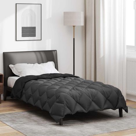 vidaXL Winter Duvet Black and Anthracite 135 x 200 cm Microfiber
