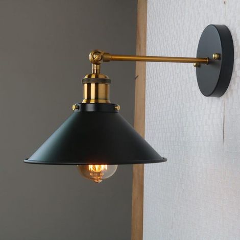 Applique Murale Industrielle Vintage Abat-Jour Double Applique Noire Rétro Appliques Métal E27 Parfait pour Cuisine Restaurant (Ampoule Non Incluse) (1/4)
