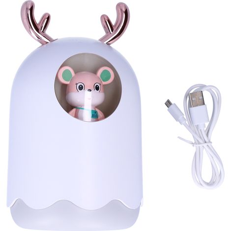 Humidificateur d'air à brumisation aromatique avec branchement USB, petit humidificateur de bureau pour bébé et usage domestique, veilleuse colorée USB, humidification pure aux ions négatifs, blanc. (1/5)
