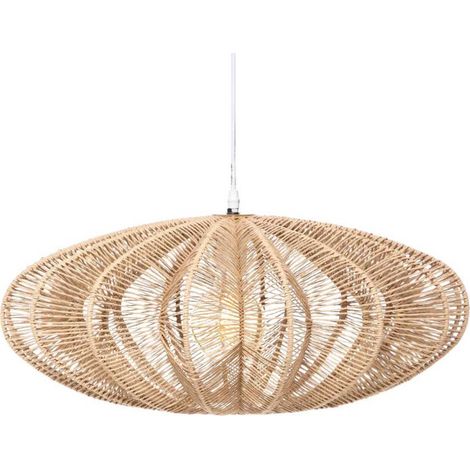 Atmosphera – Lampe suspension déco 57cm en papier et fer – Douille E27 – Éclairage d'ambiance pour salons et chambres – Couleur naturelle (1/5)