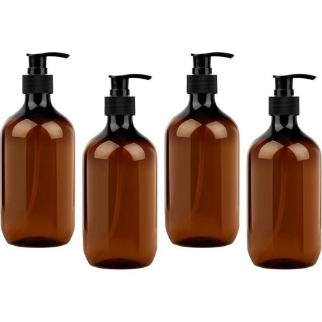 4 Pièces Bouteille Shampoing Vide, Distributeur de Savon 500 ML, Distributeur Gel Douche en Pet pour Savons, Lotions, Détergents (1/5)