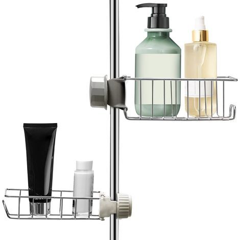 2 estantes de ducha sin taladrar, soporte para champú y jabón de ducha, cesta para gel de ducha, almacenamiento para baño y bañera. (1/5)