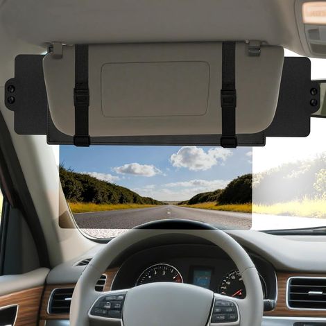Extension de Pare-Soleil pour Voiture Polarisée UV400 en PC, VELUNOR, Double Protection Latérale, Anti-Éblouissement pour Conduite