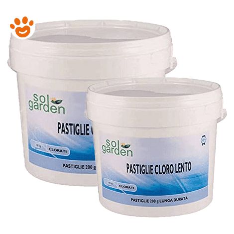 Solgarden Tricloro 90% in Pastiglie 200 gr - Cloro a Lenta Dissoluzione - Confezione 1 Kg - TRATTAMENTO Acqua