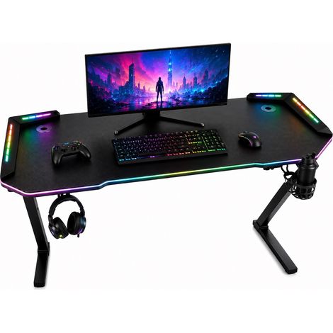 Scrivania Gaming con LED RGB Multicolore 120 x 60 cm Tavolo PC (1/5)