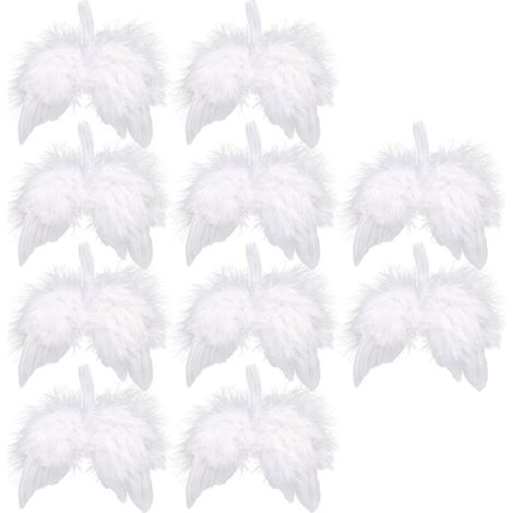 Lot de 10 pendentifs en plumes d'ailes d'ange pour décoration de sapin de Noël (1/5)
