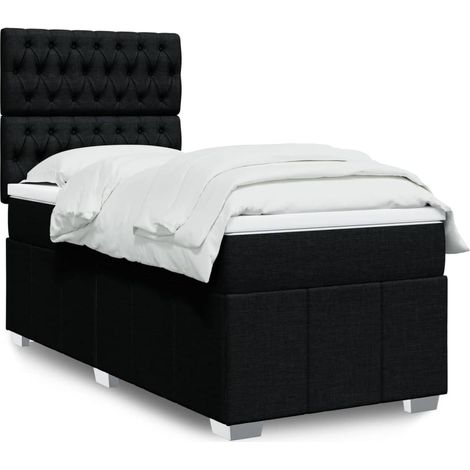 Cama box spring con colchón tela negro 80x200 cm vidaXL (1/5)