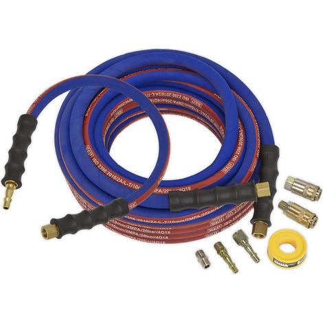 Sealey Extra-Heavy-Duty Air Hose Kit with Connectors 15m x 10mm AHK02