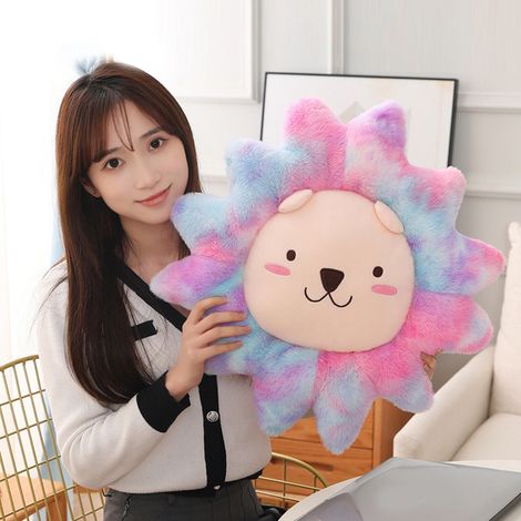 1 coussin de bureau arc-en-ciel lion 60cm rose foncé, pouf de salon, coussin de soutien lombaire auto, oreiller de sieste, peluche cadeau anniversaire (1 pièce, emballage OPP) (1/5)