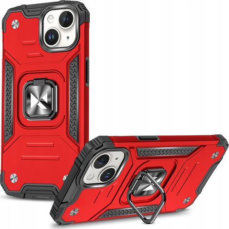 Coque blindée avec porte-doigt pour iPhone 15 Plus Ring Armor, rouge (1/5)
