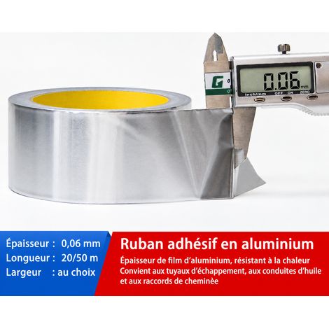Ruban adhésif aluminium haute température 0,06 mm x 20 mm x 20 m 0.06 mm 20mm 20 300 g – Livraison gratuite