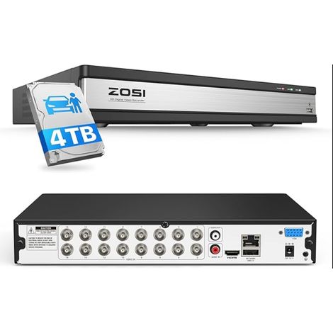 16CH 1080P DVR Enregistreur Vidéo Numérique 4TB HDD Intégré Détection de Véhicule et de Personne Notification Push Instantanée Enregistrement 24/7 (1/5)