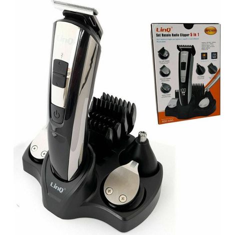 TRADE SHOP - Set Taglia Capelli Rasoio Ricaricabile 5in1 Regola Barba Peli Naso Clipper Rfc1611 - (1/4)