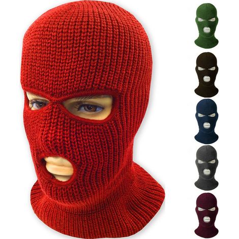 Gestrickte Vollgesichtsmaske mit 3 Löchern, warme Winterstrickmaske, elastische Skimaske (1/5)