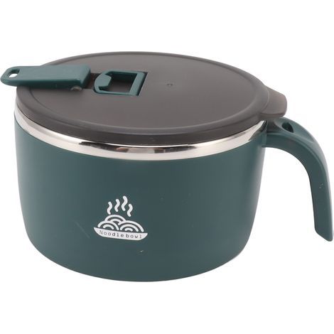 Bol à nouilles instantanées en acier inoxydable 900 ml vert, bol repas portable pour dortoir et travail (1/5)