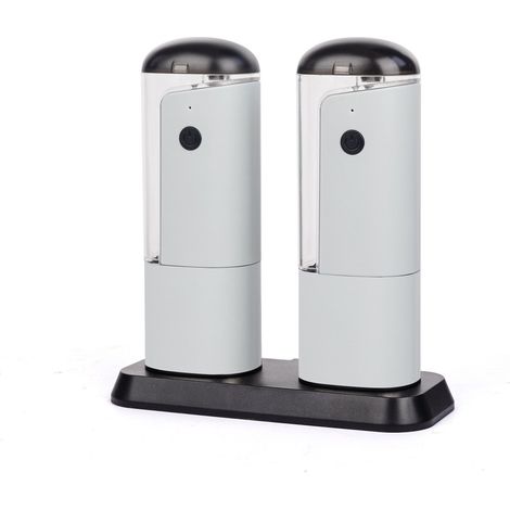 Ensemble de 2 moulins à sel et poivre électriques - Moulins à gravité rechargeables, grande capacité, réglage automatique, vert (1/5)
