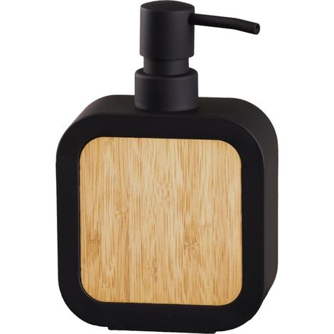 MAREN distributeur de savon sur pied, noir/bambou (1/2)
