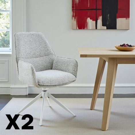 Chaise gris clair chiné pivotante à accoudoirs (lot de 2) CORTINA (1/5)