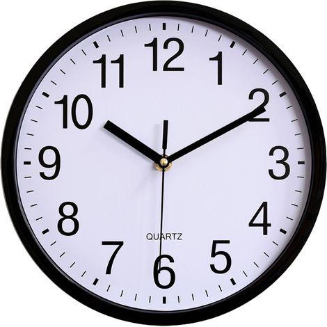 Horloge murale silencieuse (sans tic-tac) de 25 cm pour chambres, noire (1/5)
