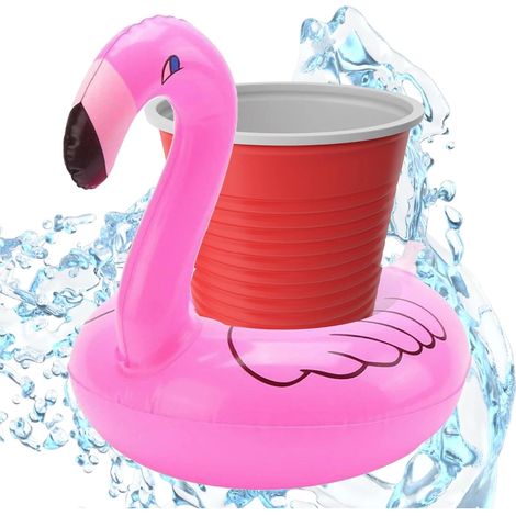1 porte-boisson gonflable flamant rose, porte-cocktails, porte-bières, porte-canettes, porte-gobelets. (1/2)