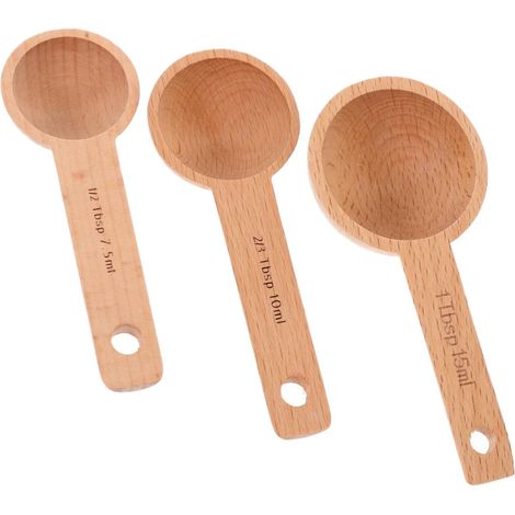 Lot de 3 cuillères à mesurer, bois, pour café, thé et épices (1/5)