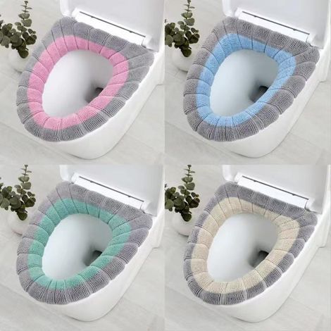 Dicke, 4-teilige Toilettenbrille mit Klettverschluss, wiederverwendbar, weich, beheizbar, waschbar, einfach zu montieren, komfortabel