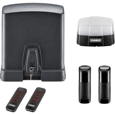 Kit motorisation portail coulissant Sommer RUNner 600 kg S11813-00019 - usage intensif, 2 télécommandes Pearl, photocellules et feu LED (1/2)