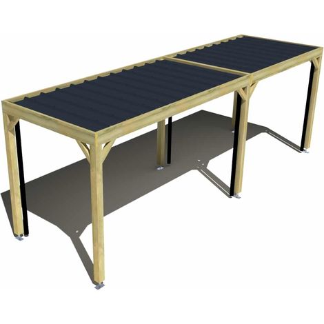 Carport bois • 7m x 2m • indépendante • sens largeur • livraison comprise (1/3)