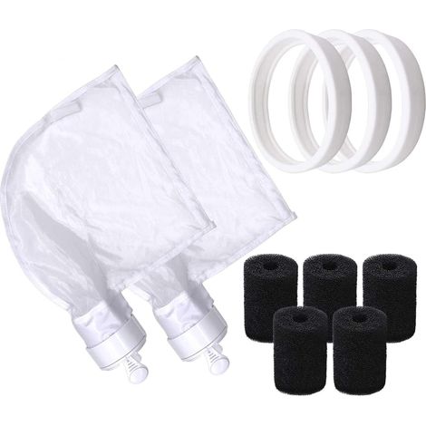 Sacs de Rechange en Nylon à Fermeture Eclair (pour Polaris 280 et 480 Seulement)+Pneus de Rechange en Caoutchouc Souple+Brosse en Mousse de Queue Robot pour Polaris (1/5)