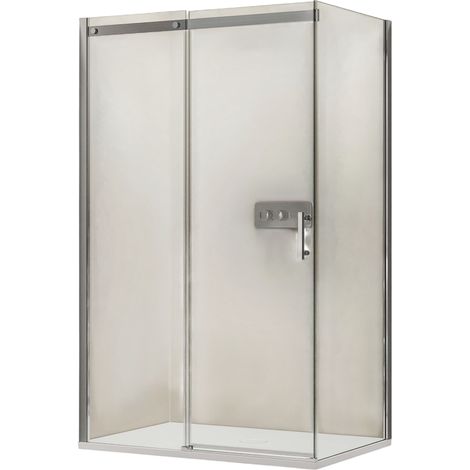 BERNSTEIN - Mampara de ducha fija y puerta corredera DX806A FLEX - Nano revestimiento y cristal de seguridad ESG - 130x90x190cm