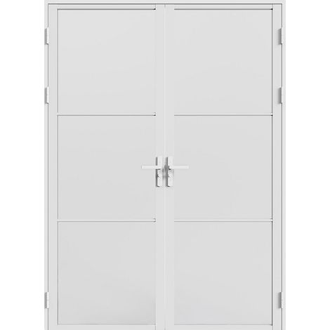 Blocco porta reversibile a due ante 2 x H204 x L73 cm in alluminio e vetro satinato Bianco - MASERU