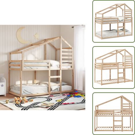 Cama de madera - vidaXL Cama litera sin colchón madera maciza de pino 90x200 cm - Cama de pino