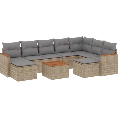 Maison Exclusive - Juego de sofás jardín con cojines beige 10 pza (1/5)