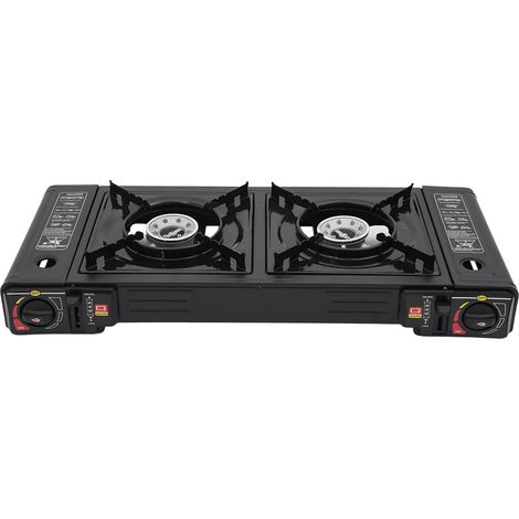 Réchaud de camping, double brûleurs, design portable, 2-brûleur (1/2)