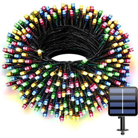 Guirlande lumineuse solaire 22 m - 200 LED, étanche IP65, 8 modes, parfaite pour les jardins, les balcons, les fêtes et les mariages,Coloré (1/5)
