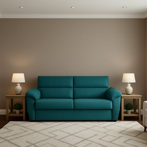 Dmora - Sofá cama 2 plazas Quinta, Sofá convertible para salón, acolchado, desenfundable, calidad 100% Made in Italy, 205x95 h100 cm, Azul (1/5)