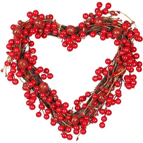 Guirlande En Forme De Coeur - Décor De Porte Pour La Saint-Valentin - Diamètre 35 Cm - Idéal Pour Porte Intérieure Extérieure Fenêtre Cheminée - 1 Pièce (1/5)