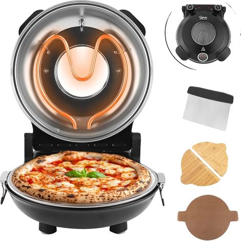 Appareil à Pizza Électrique, 1200W de Puissance, Contrôle de Température Double, NOIR-LMR (1/2)