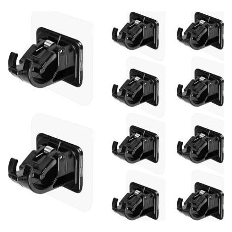 Lot de 10 supports de tringle à rideau auto-adhésifs sans perçage, sans crochets de tringle à rideau réglables sans perçage (noir) (1/5)
