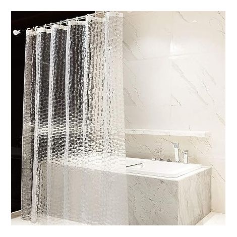 Rideau de douche 180x180 cm semi-transparent, motif 3D cube (1/5)