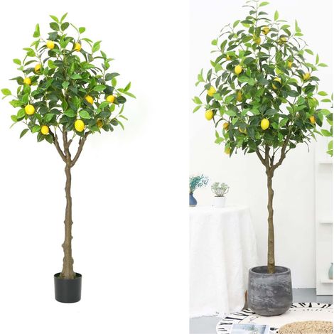 Großer künstlicher Zitronenbaum, 150 cm großer künstlicher Zitronenbaum im Topf, Dekoration für Wohnzimmer, Schlafzimmer, Balkon, Inneneinrichtung (1/5)