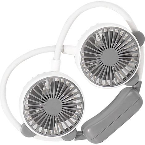 Ventilateur de Cou Portable Flexible USB 2 Vitesses Mini Ventilateur Tour de Cou Métal Voyage Blanc (1/5)