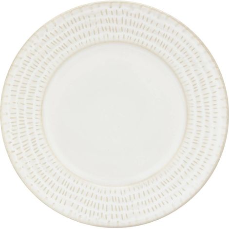 Lote de 6 platos de postre con borde rayado Camille D.20, color blanco - Atmosphera créateur d'intérieur